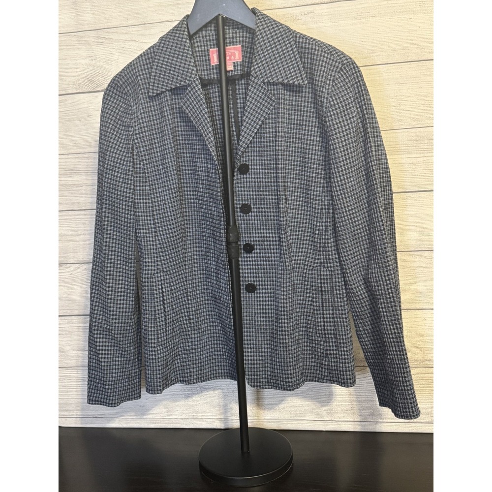 Women's Villa Roma Navy Plaid Blazer – Size 6
